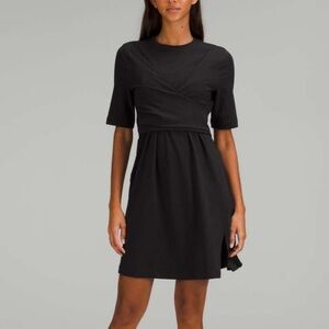 Lululemon Cotton Wrap-Front T-Shirt Dress Black Athleisure Casual Women’s